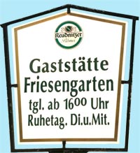 Gaststättenschild am Haupteingang